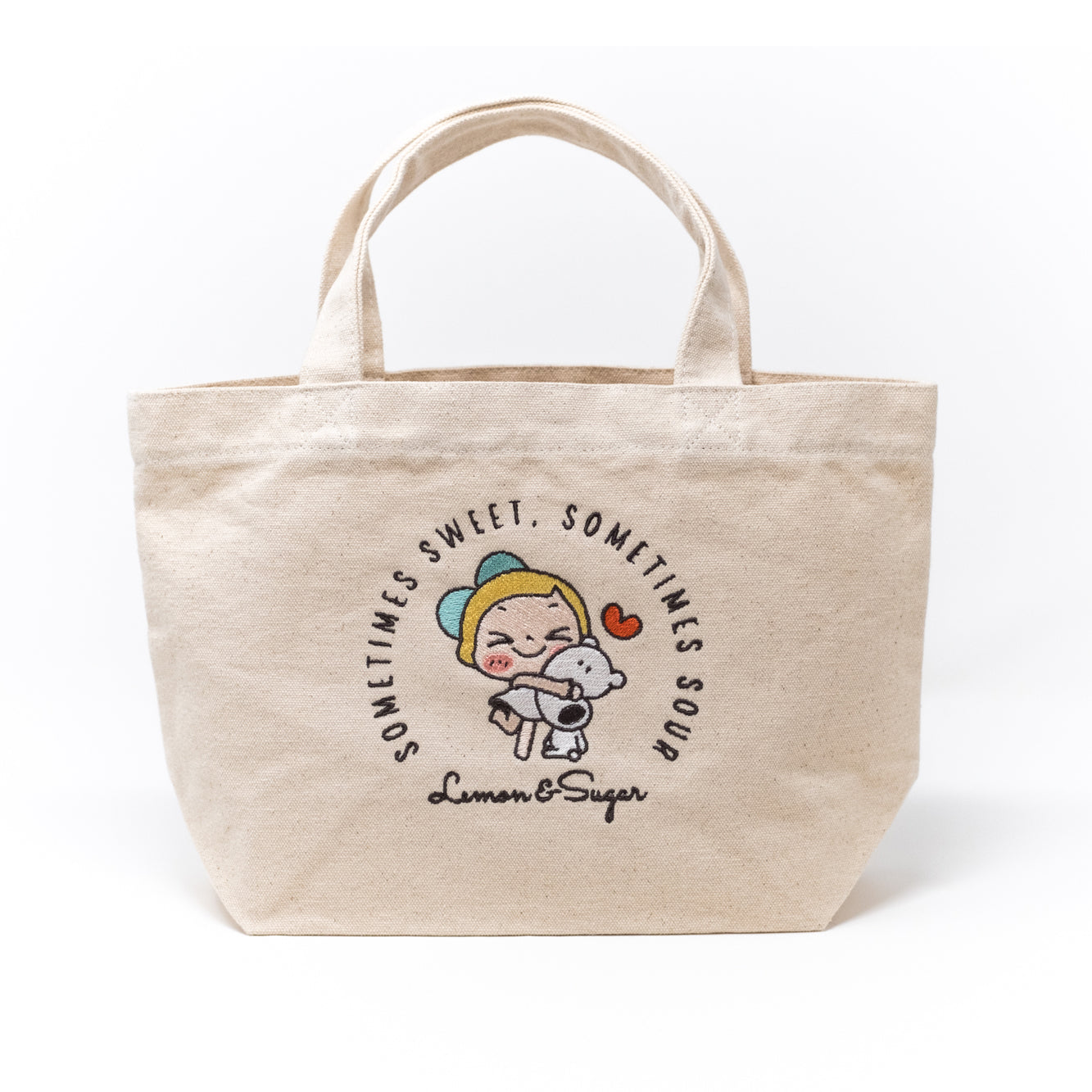 刺繍ランチトートバッグ(ハグ) - レモン&シュガー