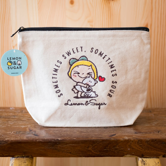 刺繍ポーチL　ハグ - レモン＆シュガー
